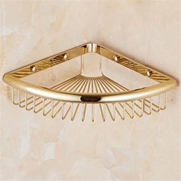 Imagem de Suporte de chuveiro de canto, prateleiras de banheiro de latão cristal de luxo, suporte de xampu, cesta de banho de canto, acessórios de banheiro, organizador de chuveiro (cor: 3 camadas ouro rosa) (1