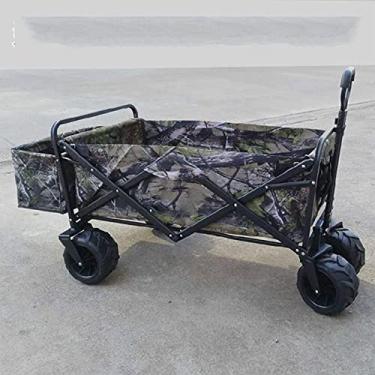 Imagem de U5GAAALPPQ9 Carrinho de acampamento dobrável, carroça de jardim, carrinho dobrável de jardim, carrinho resistente – para compras, praia, exterior, jardim, piquenique (verde camuflagem) (verde