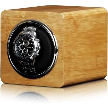 Imagem de Enroladores de relógio – Mini caixa automática de enrolamento de relógio, relógio mecânico, silencioso, motor agitador, expositor, suporte giratório, caixa de armazenamento alimentada por bateria +