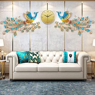 Imagem de U5GAAALPPQ9 Relógio de parede de pavão grande, decoração de casa, relógio de parede de pavão europeu de cristal, relógio de sala de estar, arte criativa, decoração, relógio de parede