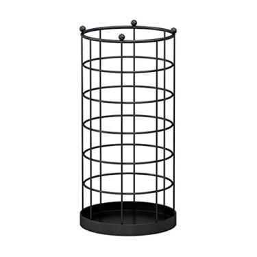 Imagem de Suportes de guarda-chuva, suporte redondo de ferro para guarda-chuva, organizadores de armazenamento independentes com 4 ganchos, para entrada de casa e escritório, estável e resistente/D (preto)