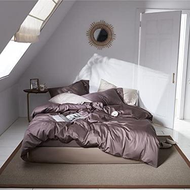 Imagem de 3FLQOOPP Conjunto de capa de edredom de várias cores sólidas, conjunto de lençol com elástico/liso cor 7 lençol de cama solteiro tamanho solteiro 4 peças