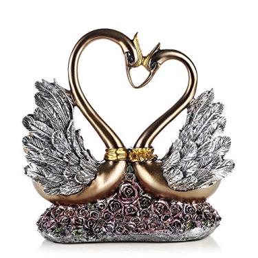 Imagem de U5GAAALPPQ9 Coleção de estátuas de cisne estátua decorativa de vidro cortado coleção animal cisne de vidro peso de papel família casal