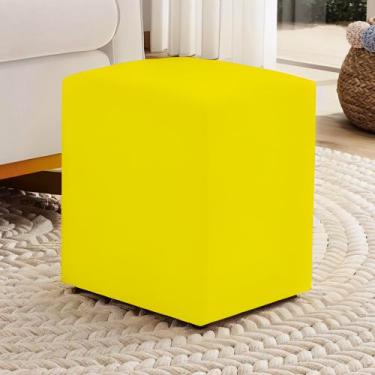 Imagem de Puff Puf Banco Banqueta Quadrada Cubo Decorativo - Realizar, Amarelo