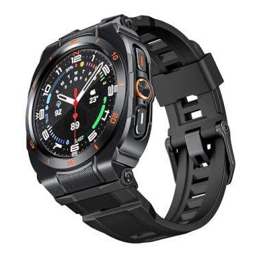 Imagem de Pulseira robusta compatível com Samsung Galaxy Watch Ultra de 47 mm, pulseira de silicone esportiva com moldura de metal à prova de choque, capa amortecedora para Galaxy Watch Ultra 2025, masculina e