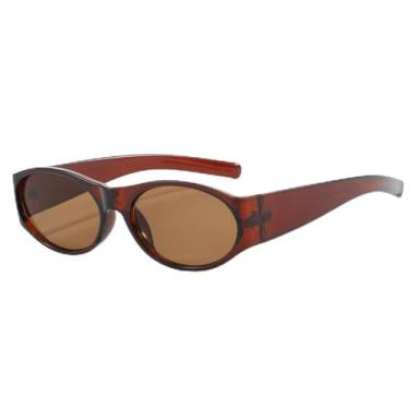 Imagem de Óculos de Sol UV400 - Armação Oval Grossa, Hastes Largas, Lentes Degradê para Homens e Mulheres, Ideal para Esportes ao Ar Livre, Corrida e Ciclismo, Cor Marrom Escuro