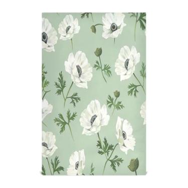 Imagem de Wassud Toalhas de cozinha anêmonas brancas toalhas de prato de cozinha 1 pacote panos de prato macios com laço para pendurar toalha de mão super absorvente de secagem rápida toalhas de chá de mesa