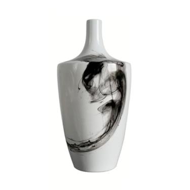 Imagem de Vaso de cerâmica de tinta chinesa moderna e moderna para casa, sala de estar, arranjo de flores, decoração de mesa, enfeite zen, centros de mesa