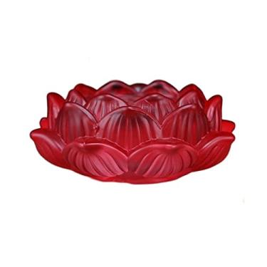 Imagem de Castiçal clássico colorido esmaltado castiçal lindo castiçal de lótus decorações de mesa suporte de castiçal (vermelho)