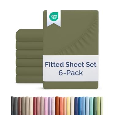 Imagem de Lençol com elástico Cal King Size – Pacote com 6 lençóis de solteiro – serve em colchões de até 40,6 cm de profundidade – extra macio, respirável e refrescante – Qualidade hoteleira, sem desbotamento