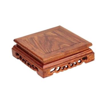 Imagem de x3anggyt5 Suporte de exibição de escultura de bule de chá para decoração de casa, bonsai e vasos de flores, pedestal quadrado jacarandá para uso interno (pequeno)
