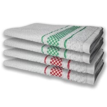 Imagem de 4 Panos De Prato Atoalhado Felpudo Vermelho e Verde