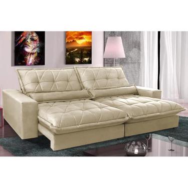 Imagem de Sofa Retrátil E Reclinável 2,12m Com Molas Ensacadas Cama Inbox Soft Tecido Suede Bege