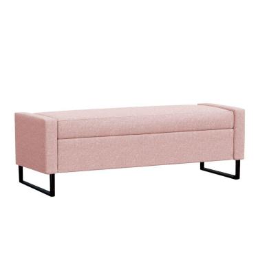 Imagem de Recamier Bau Paris Base De Metal 1,20m Suede Rosa Bebe - Inova Decorações