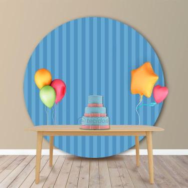 Imagem de Painel Redondo em Jacquard Azul Piscina Listrado - Jacquard Tradiciona
