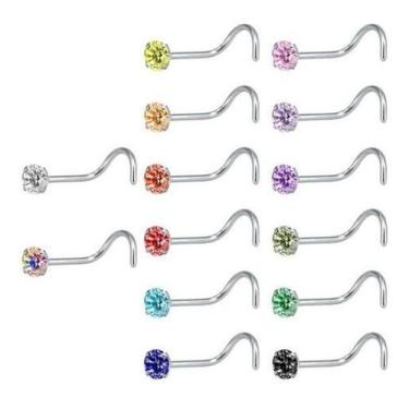 Imagem de Piercing Nariz Nostril Aço Pedra Zirconia 2 Mm 14 Pç - De Castro Joias