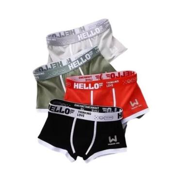 Imagem de Cuecas Boxer Masculinas De Algodão 4 Peças 2024 Confortáveis Respiráve
