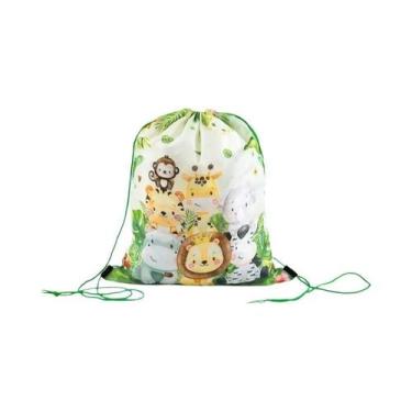 Imagem de Toalha De Mesa Descartável Com Estampa De Animais Da Selva E Folhas De