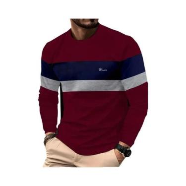 Imagem de Camiseta Masculina De Manga Longa Com Gola Redonda Estilo Básico Polié