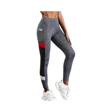 Imagem de Calças De Yoga Femininas De Cintura Alta Com Detalhes Em Malha Colorid