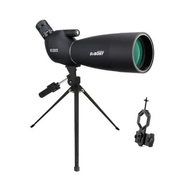 Imagem de Luneta de observação SVBONY SV28 25-75x70, HD, com tripé, de longo alcance, com adaptador para celular, ideal para observação de pássaros e alvos