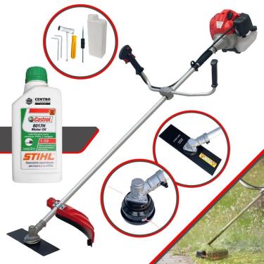 Imagem de Roçadeira À Gasolina Anmax CG430P TB 43cc 2HP de Potência 9.000rpm Profissional Completa Com Carretel de Nylon e Lâmina 2 Pontas + ÓLEO STIHL 2T