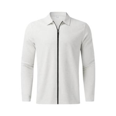 Imagem de Jaqueta Masculina De Manga Longa Com Gola Polo Em Waffle, Cardigã Casu
