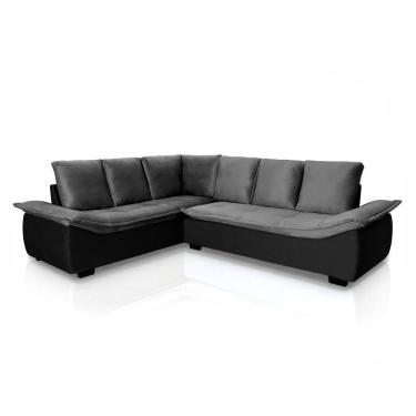 Imagem de Sofá de Canto Hellen Alphaville Plus 6 lugares braço divã formato de “L” Grafite Preto