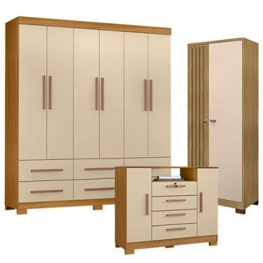 Imagem de Guarda Roupa Casal New Kansas com Cômoda Madri e Armário Multiuso Vers