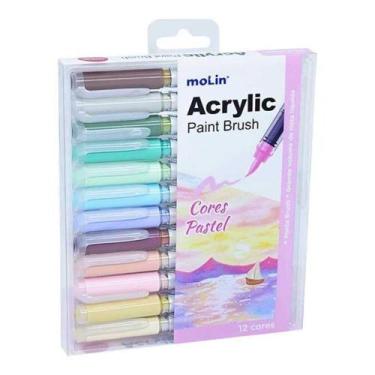 Imagem de Estojo Marcador Artístico Acrylic Paint Brush 12 Cores Molin Tons Past