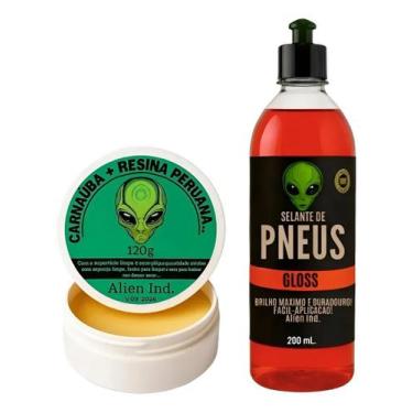 Imagem de Kit 2 Produtos Cera Automotiva Alien Ind + Selante De Pneus