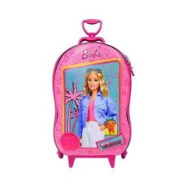 Imagem de Mala Infantil Escolar 3+ Menina Mochila Barbie 3d Rodinhas Triplas Pux