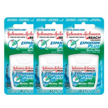 Imagem de Kit 3 Fio Dental Reach Expansion Plus Menta Johnson`s 50m