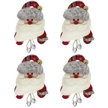 Imagem de Kit 4 Bonecos Natal Pelúcia Guizo Papai Noel 27cm Enfeite Árvore - Master Christmas