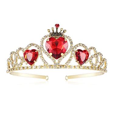 Imagem de Rainha de Coração, Coroa Evie Descendentes, 3 Coroas, Fantasia de Dia das Bruxas, Tiara Dourada para Crianças Meninas e Mulheres, free size, Acrílico liga de zinco