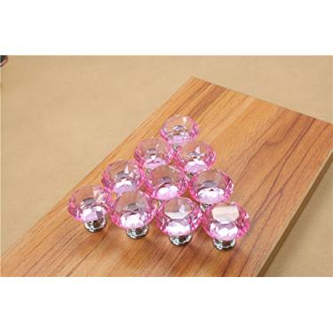 Imagem de Loveboat puxador de cristal para porta de armário de vidro em forma de diamante (10 peças) (rosa)