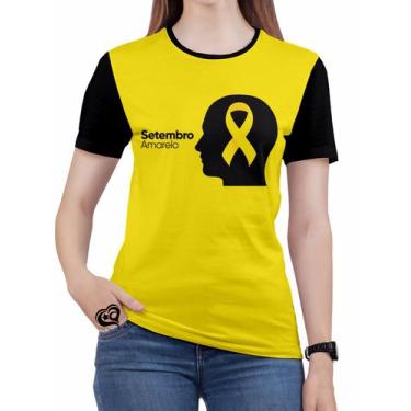 Imagem de Camiseta Setembro Amarelo Feminina Blusa Cabeça - Alemark