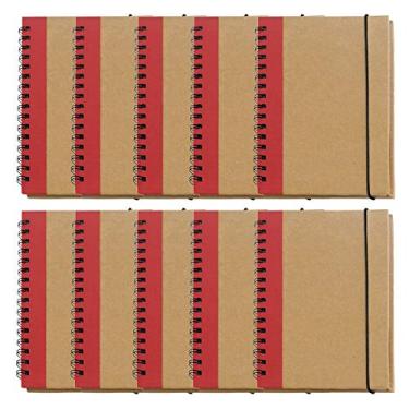 Imagem de Kit 10x Caderneta de Anotações Ecológica 10x14cm 60 Folhas Sem Pauta Vermelho