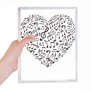 Imagem de Caderno com textura de papel, notas musicais, folhas soltas, diário recarregável