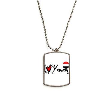 Imagem de DIYthinker I Love Yemen Bandeira da Palavra Love Coração Ilustração Corrente de Aço Inoxidável Pingente Colar para Animais de Estimação