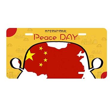 Imagem de DIYthinker Feito na China Mapa Bandeira Nacional Placa de Carro Decoração Dia da Paz