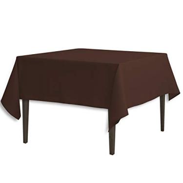 Imagem de LinenTablecloth Toalha de mesa quadrada de poliéster de 213 cm Chocolate