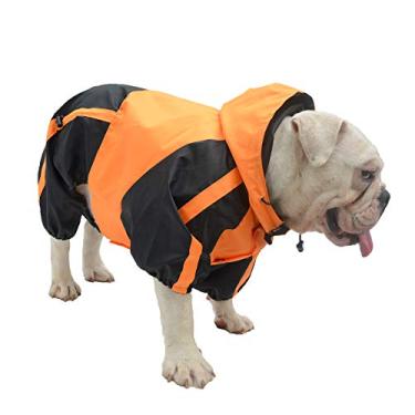 Imagem de Roupas para cães e animais de estimação Roupas de chuva Casacos de neve impermeáveis 4 quatro pernas Capa de chuva para cães pequenos, médios e grandes Fantasias com capuz adoráveis para Golden Retriever Labrador Chihuahua PoodleLovelonglong B-S (for Bulldog/Beefy dog) laranja