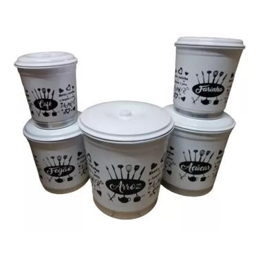 Imagem de Jogo Mantimentos Pote Decorado Alumínio Color 5 Peças