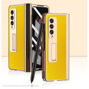 Imagem de Com S Pen Fold 4 Capa de couro revestida para Samsung Galaxy Z Fold 3 2 5 360 Protetor de tela cheia Capa de telefone com suporte magnético, 6, para Samsung Z Fold 2