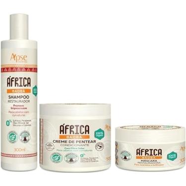 Imagem de Kit Apse África Baobá Shampoo e Creme de Pentear e Máscara Para Cabelo Afro Cachos Hidratação Definição de Cachos