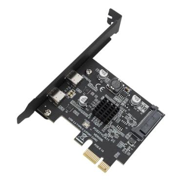 Imagem de Placa PCIe para USB 3.2 Gen 2, placa de expansão USB 3.2 PCI Express, placa PCI Express Dual Type C de alta velocidade de 10 Gbps USB C para PC de mesa com suporte para