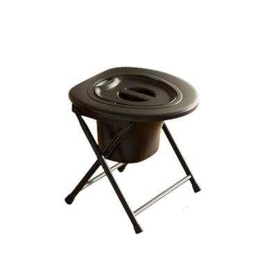 Imagem de JUSHZ Banheiro de acampamento portátil para adultos vaso sanitário portátil ao ar livre para casa interna para carro idoso cabeceira com capa para uso doméstico portátil antiderrapante (35 x 37 x 37