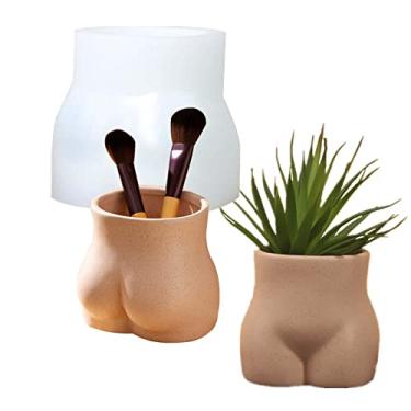 Imagem de Moldes de vaso de flores de concreto para corpo 3D, moldes de silicone para suculentas, porta-pincéis, molde de caixa de armazenamento, molde de resina epóxi, molde de argila e cimento