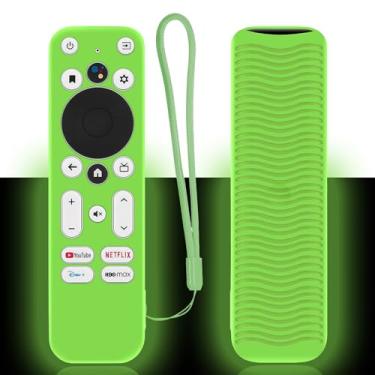 Imagem de Capa de controle remoto verde luminosa adequada para Onn Android TV 4K UHD Stick TV Box 100024646 100026240 Capa de silicone leve antiderrapante para a pele